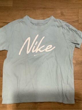 Nike Pale Blue Crewneck Tee with White Swoosh Script